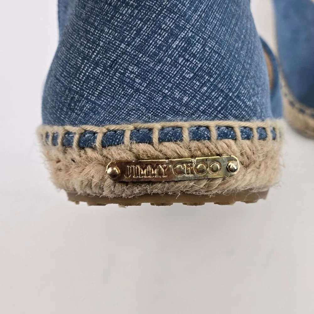 Jimmy Choo Dreya Denim d'Orsay Espadrille Flats Women's Size 38.5 US 8 Spain